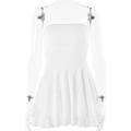 Robe bustier courte blanche avec taille plissée et ourlet évasé sur mannequin de mode - S / Blanc