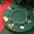 Detail view of a Christmas charm bracelet with colorful Santa, reindeer and tree pendants - D1243 (Silver Alloy Multi-pendant)