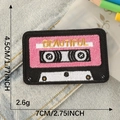 Toppa ricamata a forma di cassetta rétro con scritta BEAUTIFUL dorata per moda DIY - Stile BEAUTIFUL (E3L-B-1-9 Adesivo a Caldo)