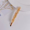 Pince à cheveux élégante faite main avec perles en cristal champagne et base dorée - Jaune clair