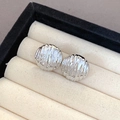 Elegant silver twisted round stud earrings with vertical pleated texture in a jewelry box - 54# Silver Earring Post - Silver - Vertical Plissé Round