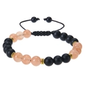 8mm frosted amethyst and sunstone beaded bracelet with adjustable black braided cord - Matte Stone + Sunstone Bracelet