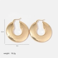Detail view of chunky gold chunky hoop earrings showing 4.2cm height and 4cm width dimensions - C-type Smooth Wide-Gold