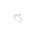 Silver snake wrap ring with black zircon eyes and detailed scales in stainless steel - R304259-Steel White
