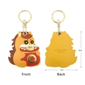 Ginger cartoon horse PU leather key ring holder with red lucky charm and gold hook - Wealth Horse