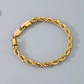 Bracelet chaîne torsadée en acier titane doré avec un fermoir mousqueton classique - Bracelet 20cm / 6mm / Or