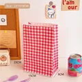 Red and white checkered paper gift bag in 23x15x8cm size for storage and gifts - 2# Red Plaid Paper Bag / 23*15*8CM