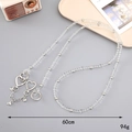 Beaded 60cm crossbody phone strap with clear and silver beads and heart pendants - K3663 Transparent Crystal Beaded Crossbody Chain