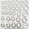 Titanium steel hoop earrings size chart showing various wire diameters and inner sizes - 1.6×6mm / Steel