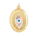 Gold plated oval pendant with blue cubic zirconia evil eye charm for DIY jewelry making - Gold Micro Pave Blue Eye L456805-2