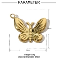 Detail showing 16mm gold stainless steel butterfly pendant with precise dimensions - Butterfly (YE523)