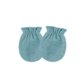 Soft baby anti-scratch mittens in light blue knitted cotton with elastic cuffs - Marl Blue (Elastic Anti-Scratch Mittens)