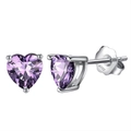 Elegant S925 sterling silver stud earrings featuring a purple heart-shaped gemstone - Purple Heart Style (APE32-2P)