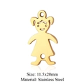 Polierter goldener Mädchen-Anhänger aus Edelstahl, Silhouette-Design 11,5x20 mm - Profil Mädchen Anhänger (Pendant Only) (JA428-2-2)