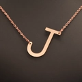Minimalist rose gold letter J pendant necklace with delicate link chain for women - Rose Gold J