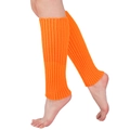 Detailed knit texture of bright orange leg warmers featuring vertical ribbed patterns - Orange