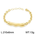 Goldenes Gliederkette-Armband aus Edelstahl mit Kaffeebohnen-Design und Wellenplatte - Gold (KB146445-KLHQ)
