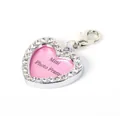 Pendaglio portafoto a forma di cuore in argento con strass e inserto rosa - Cuore