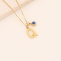 Collier en acier inoxydable doré avec breloque œil bleu et pendentif lettre Q capitale - Lettre Q