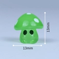 Glow-in-the-dark green mushroom figurine, miniature resin craft, size 13mm by 13mm - Luminous Green