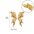 Golden butterfly wing earrings with liquid metal design and 18K gold plated finish - Butterfly Wing Shape Studs (G9105378)