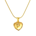 18K gold plated stainless steel heart necklace with letter P engraved on pendant - Heart Letter P (S-P151-P)