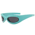 Gafas de sol ovaladas Y2K con montura azul Tiffany y cristales gris oscuro, modelo C2 - Azul Lago