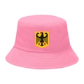 Pink unisex bucket hat featuring German national coat of arms emblem for sun protection - M / 12# German Eagle - Barbie Pink