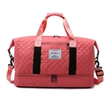 Pink quilted travel bag with diamond texture and wet-dry separation compartment - One Size / Rose Red
