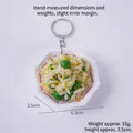 Miniature fried rice keychain charm with green peas and egg in a white hexagonal bowl - Green Pea Fried Rice - Octagonal Bowl - With Keychain