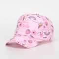 Detailed view of kids pink baseball cap featuring colorful cartoon prints and twill fabric - 52-54cm / Pink Princess Sweet Style (C)