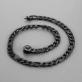 Zwarte roestvrijstalen Figaro-ketting met een decoratieve gesp bezet met glanzende kristallen - Armband 20CM / Zwart (Strass Sluiting)