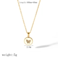 Golden bow butterfly medallion necklace with dimensions 400+60mm and 15.8mm pendant size - Tn3333