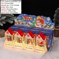 Luminous Christmas music box with Santa and Snowman inside a cottage-shaped lantern - Christmas Cabin - Light + Music