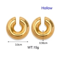 Clips d'oreilles en forme de C creux plaqué or 18k avec diamètre de 3cm - Style Lisse Creux / Or(KE110552-WGJD)