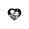 Spilla gotica a cuore con due scheletri che si baciano sotto la luna - Stile Cuore Scheletri che si Baciano Bianco e Nero (XZ3965)