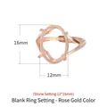 S925 silver rose gold ring mount with 4-prong setting for 12x16mm oval gemstones - Stone Size 12*16mm / Rose Gold