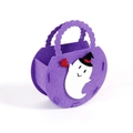 Purple felt Halloween treat bag featuring a white ghost with hat and magic star wand - Ghost / Purple