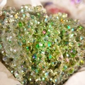 Light green faceted glass beads with AB iridescent coating for DIY jewelry making - Spring Green