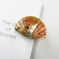 Shell-shaped hair claw in brown tortoiseshell acetate finish for elegant hair styling - Jade Orange