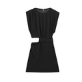 Ärmelloses schwarzes Minikleid mit sexy seitlichem Ausschnitt-Design auf weißem Grund - S / Schwarz