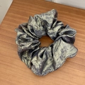 Elegant dark gold metallic scrunchie with French vintage textured pleats for women - Large / Dark Gray