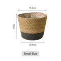 Small size natural seagrass woven plant basket with black contrast and waterproof liner - Small / Black Base