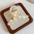 Pince à cheveux crème élégante en forme de cœur avec strass au design minimaliste - Pince à Cheveux Nœud de Cœur 3D avec Strass (72#) / Jaune