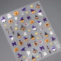 3D embossed Halloween nail stickers with pumpkins, ghosts and TL-082 design - Halloween Skull Wizard Hat 5D Sticker (TL-082)