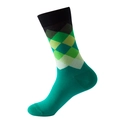 Men's argyle cotton crew socks featuring green and black diamond patterns for autumn - No. 164 Green Argyle
