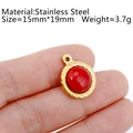 18K gold plated stainless steel sun pendant with red stone inlay and twisted edge - DY791-1 Twisted Edge Red Stone