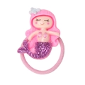 Cute cartoon mermaid hair tie for girls featuring pink elastic rope and sequin fish tail - MT3117 Pink Purple Tail Mermaid