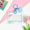 Lichtblauwe kaarthouder met hartjeshanger en print in sociale mediastijl - Blauw / Hart Sleutelhanger
