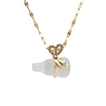 Collar bañado en oro con colgante de calabaza de ópalo blanco y lazo de diamantes - Estilo de Calabaza Blanca Oro de 18K (F114)
